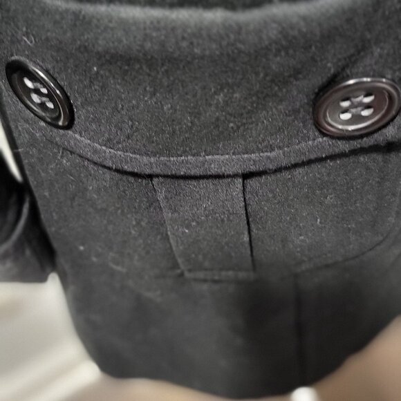 Tulle Black Walker Coat, Size Small, 60% Wool, 40% Viscose Dry Clean - Picture 12 of 15